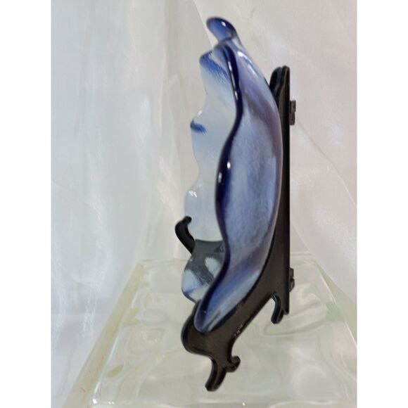 Antique blue ombre to clear glass ruffled bowl Steuben Glass Art~Antique~ - Picture 2 of 9